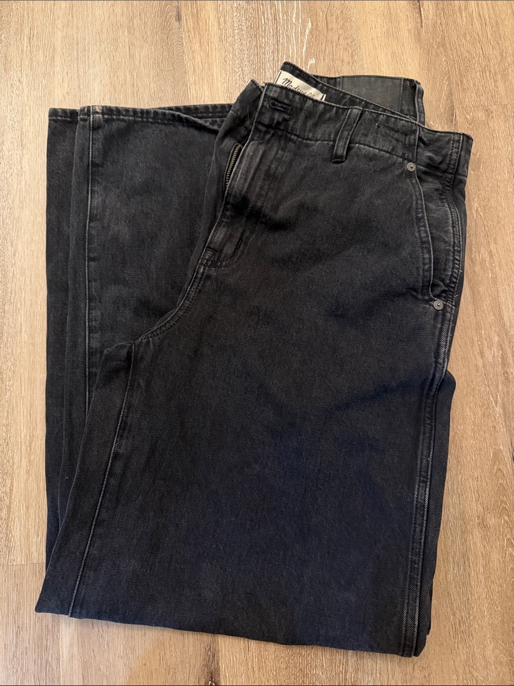 Madewell Wide-Sweep Trouser Jeans Black Size 30 High Rise Wide Leg